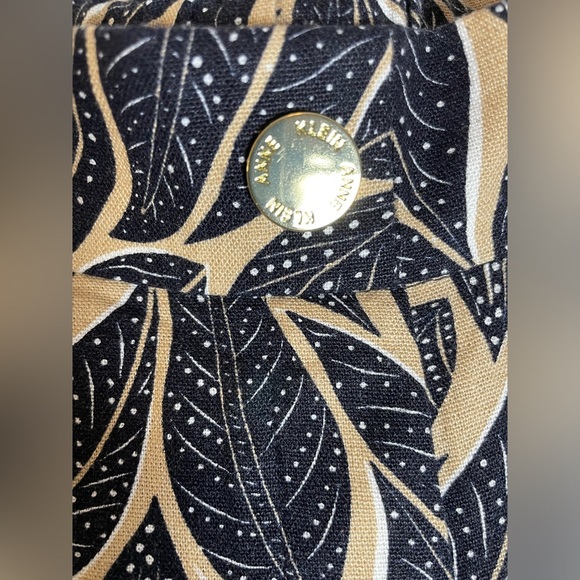 Anne Klein Linen Floral Leaf Print Trousers - Picture 4 of 10